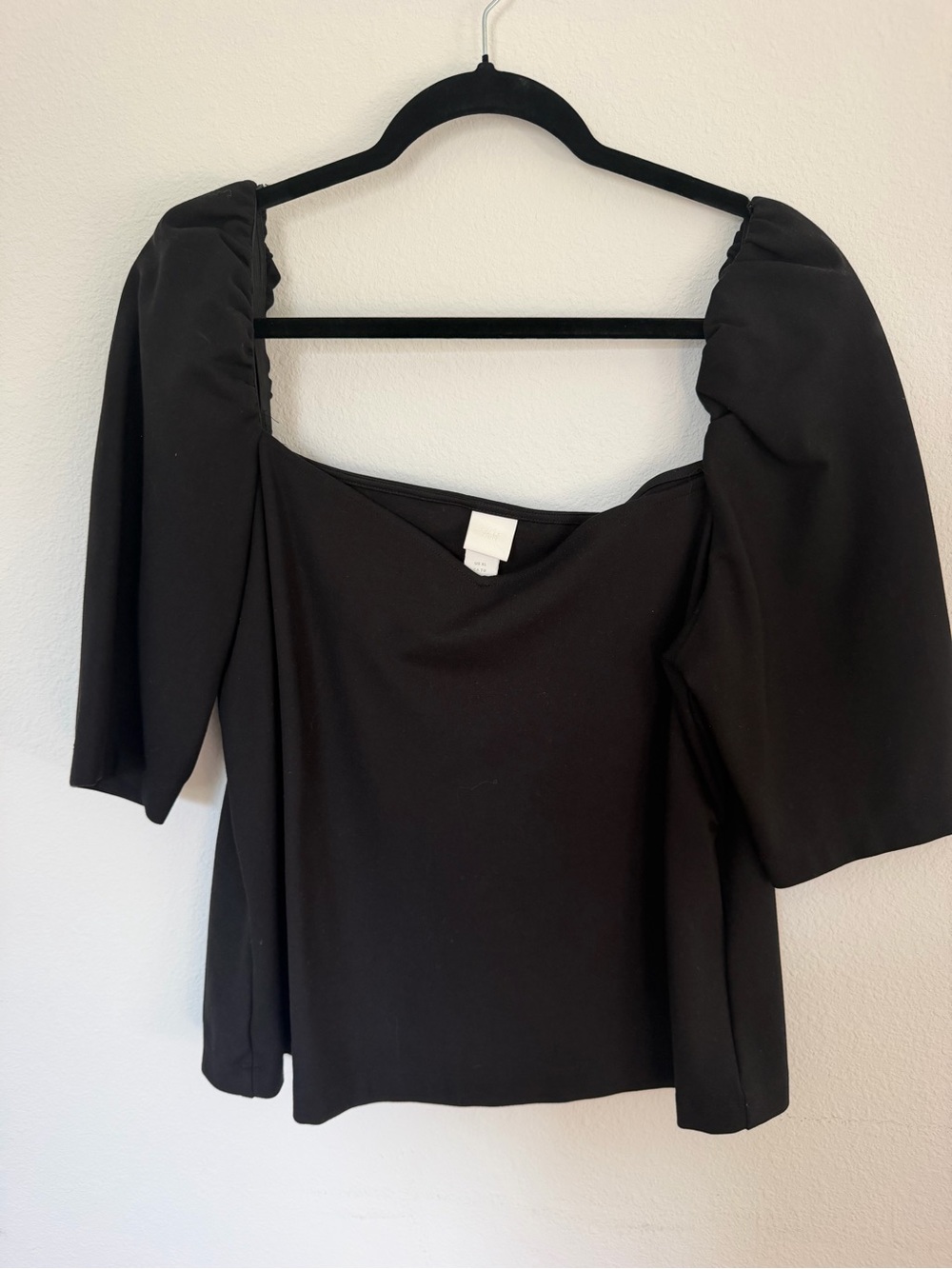 H&M Black Puff Sleeve Square Neck Top